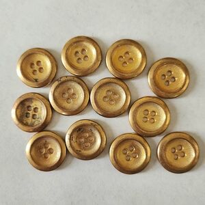12 Vintage Brass 4 Hole Buttons 20mm 13/16"